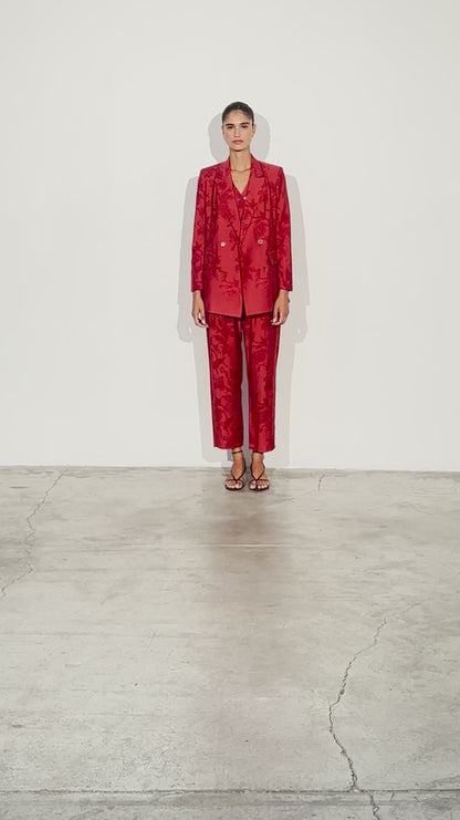 MIOH Montesco jacket. Botanical floral fabric double - breasted blazer