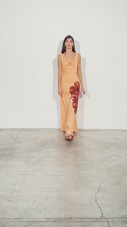 MIOH Marcia maxi. Waterfall neckline dress