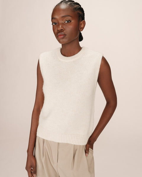 Grace & Mila Say ecru sleeveless sweater