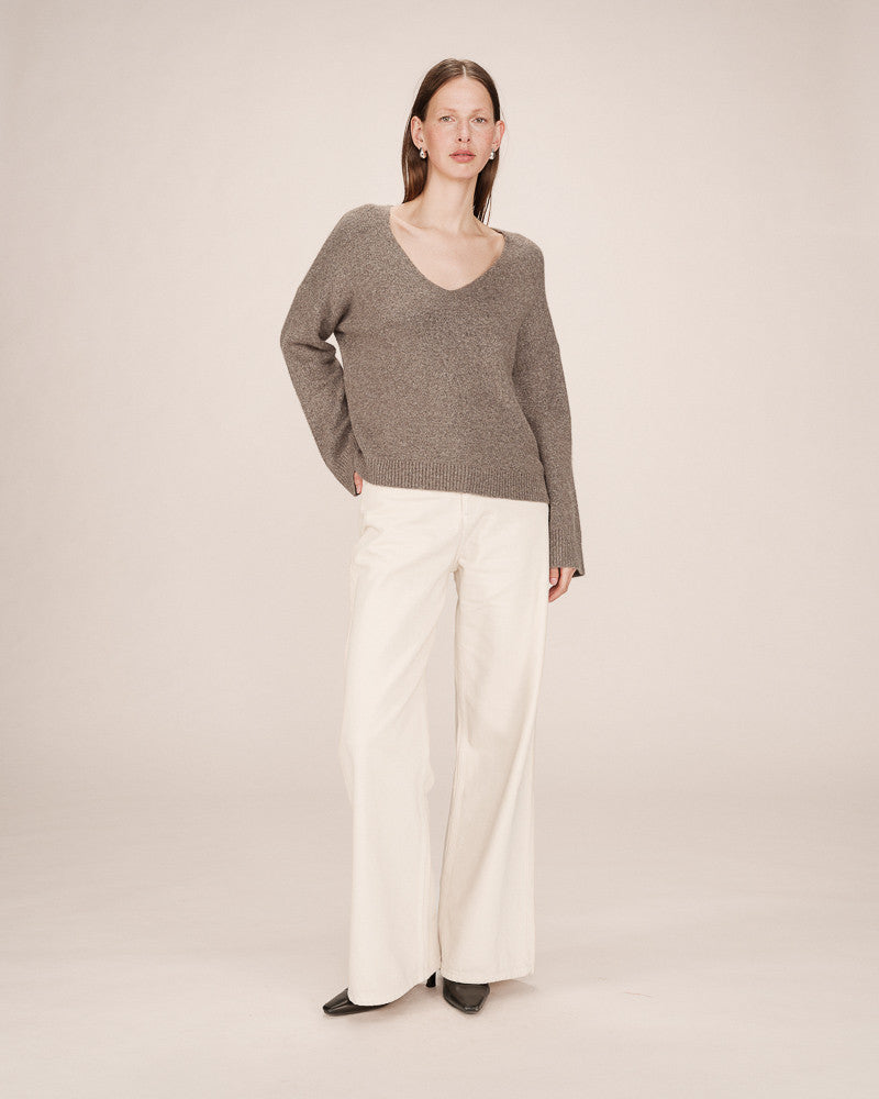 Grace & Mila Salvador   Taupe 3/4 sleeve jumper