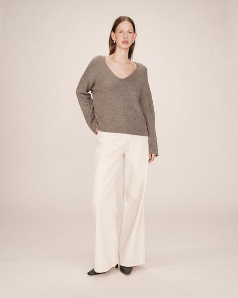 Grace & Mila Salvador   Taupe 3/4 sleeve jumper
