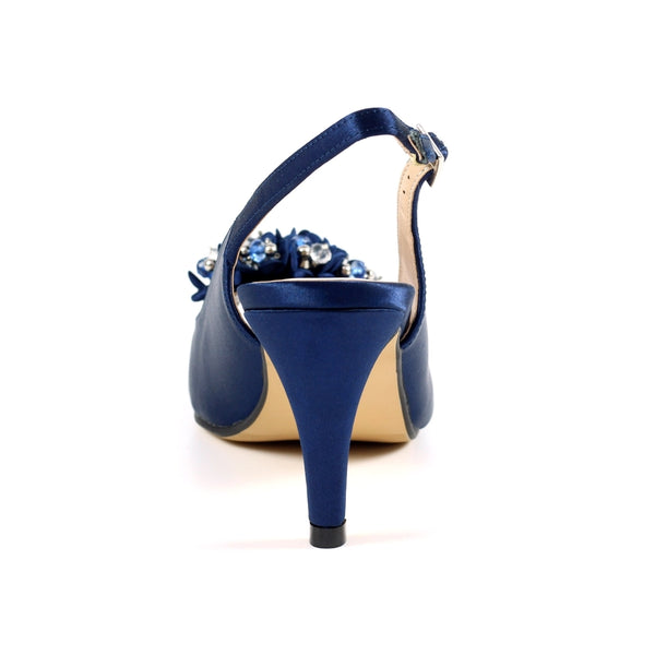 Lunar Sabrina  corsage sling-back navy