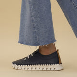 Lunar St Austell leather plimsole Navy