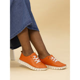 Lunar St Austell leather plimsole Orange