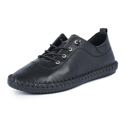 ST IVES LEATHER PLIMSOLE BLACK/BLACK
