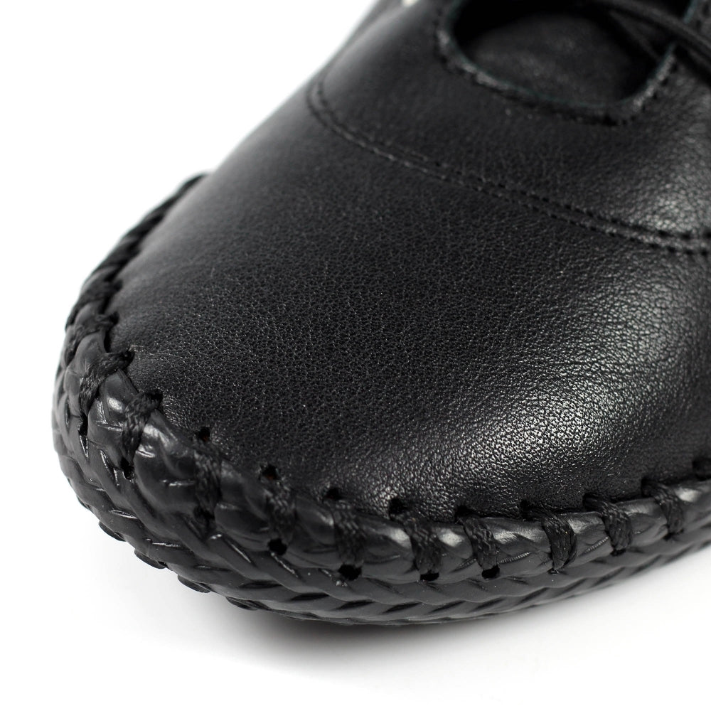 ST IVES LEATHER PLIMSOLE BLACK/BLACK