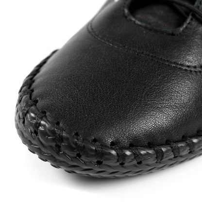 ST IVES LEATHER PLIMSOLE BLACK/BLACK