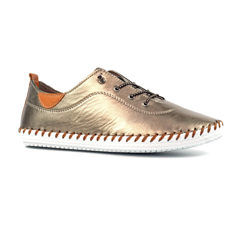 ST IVES LEATHER PLIMSOLE DARK GOLD