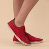 Lunar St Ives Red Leather Plimsols