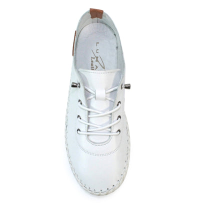 ST IVES LEATHER PLIMSOLE WHITE