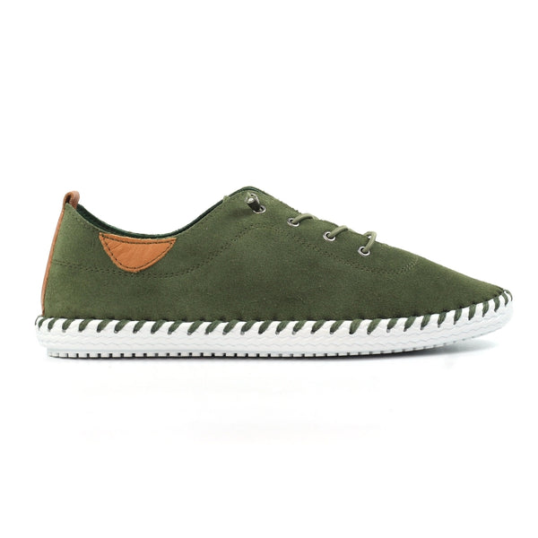 Lunar St Lawrence Suede Plimsole Sage Green