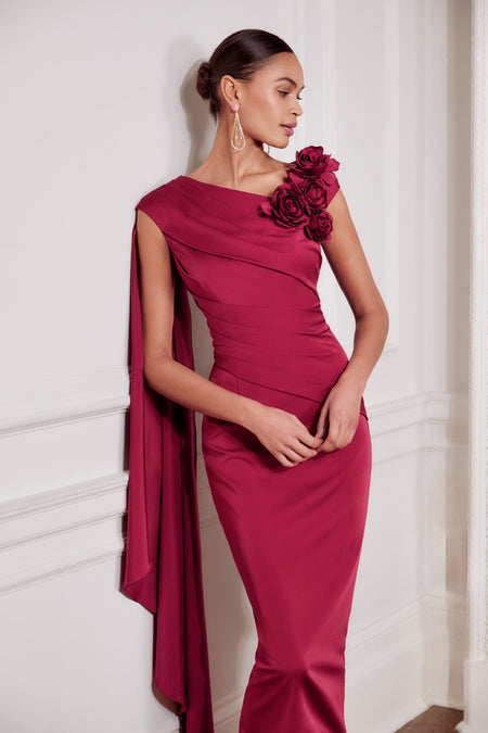 Maisonel me0046 Asymmetric  dress with neck tie ICE BLUE