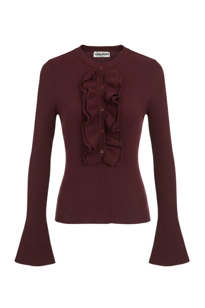Libby loves Gracie Frill Top - Burgundy