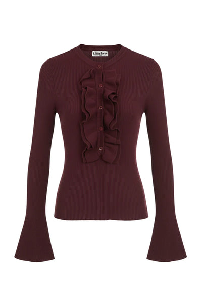 Libby loves Gracie Frill Top - Burgundy