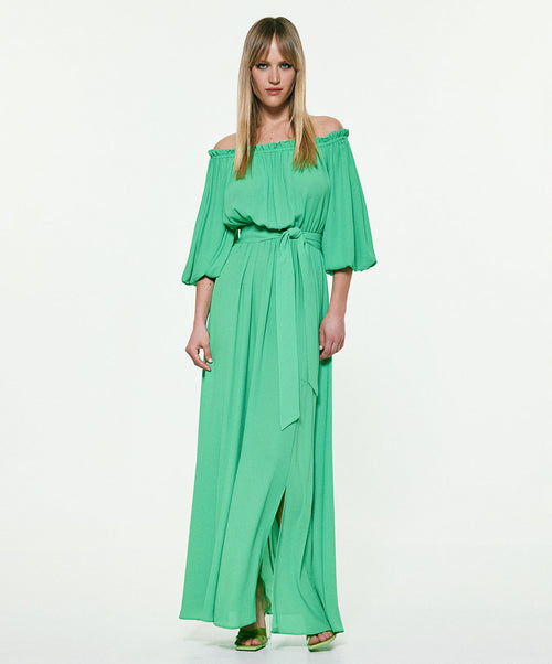 ACCESS 3353 Off the shoulder maxi In lime