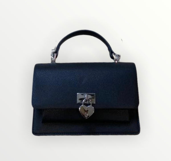 Faux Leather Heart Lock Bag