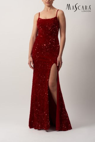 MASCARA MC182505 SEQUN DRESS WITH SPLIT