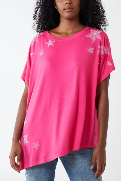 Hot Pink studded Star T-shirt