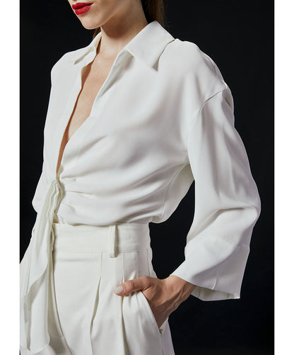 Access blouse with front pleats 2128-344