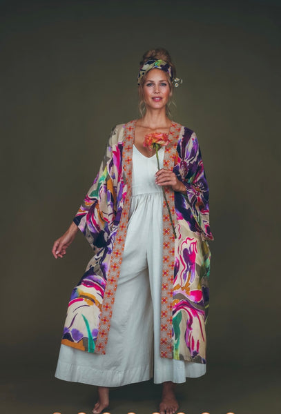 Powder Iris kimono gown sage