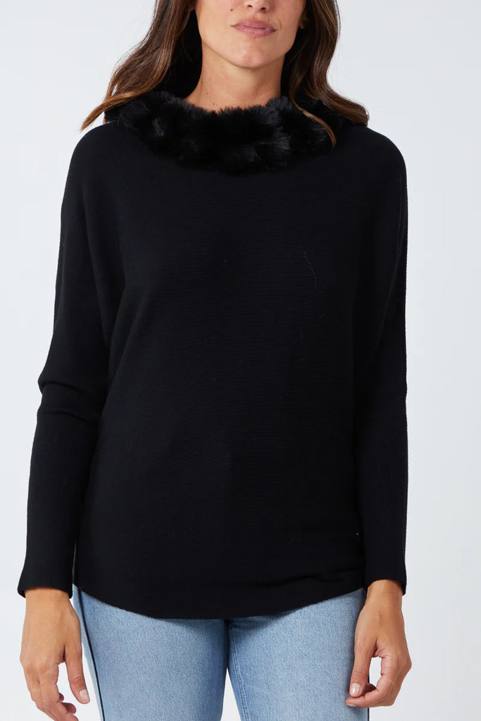 Fur collar outlet jumper