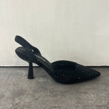 Diamanté slingback  shoe  black