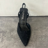 Diamanté slingback  shoe  black