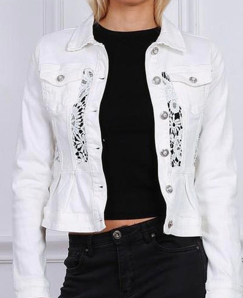 White Lace Denim Jacket
