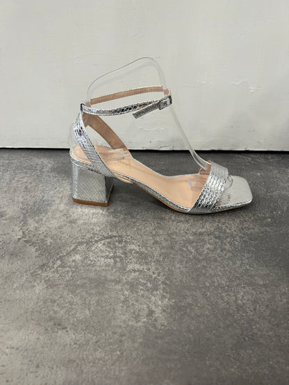 Ideal prom ankle strap prom shoe  silver