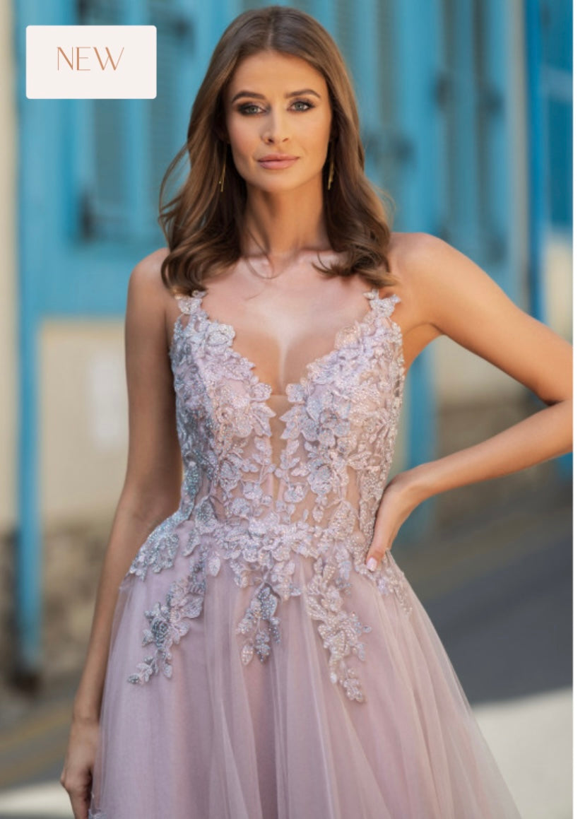 Tulle evening dress 0847 PEARL PINK