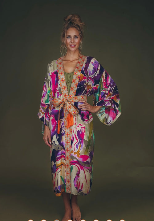 Powder Iris kimono gown sage