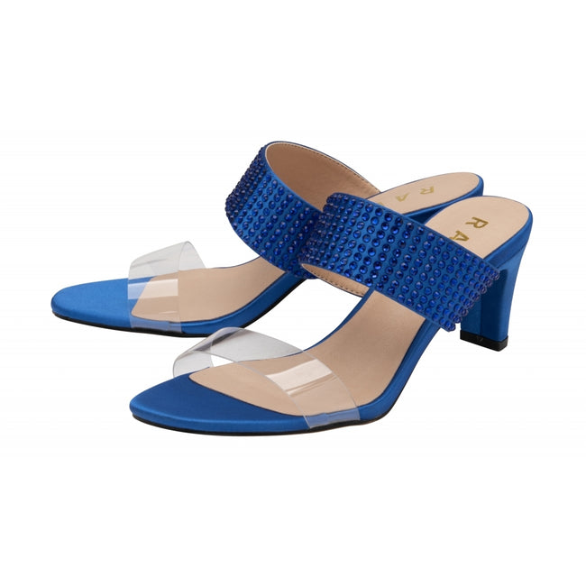 Ravel Blue Satin & Diamante Dorea Mule Shoes