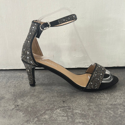 Diamanté ankle strap prom shoe  black