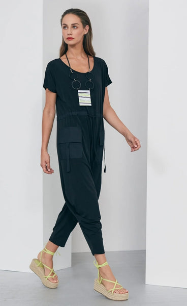 NAYA NAS23625 black jersey jumpsuit