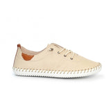 ST IVES LEATHER PLIMSOLE BEIGE