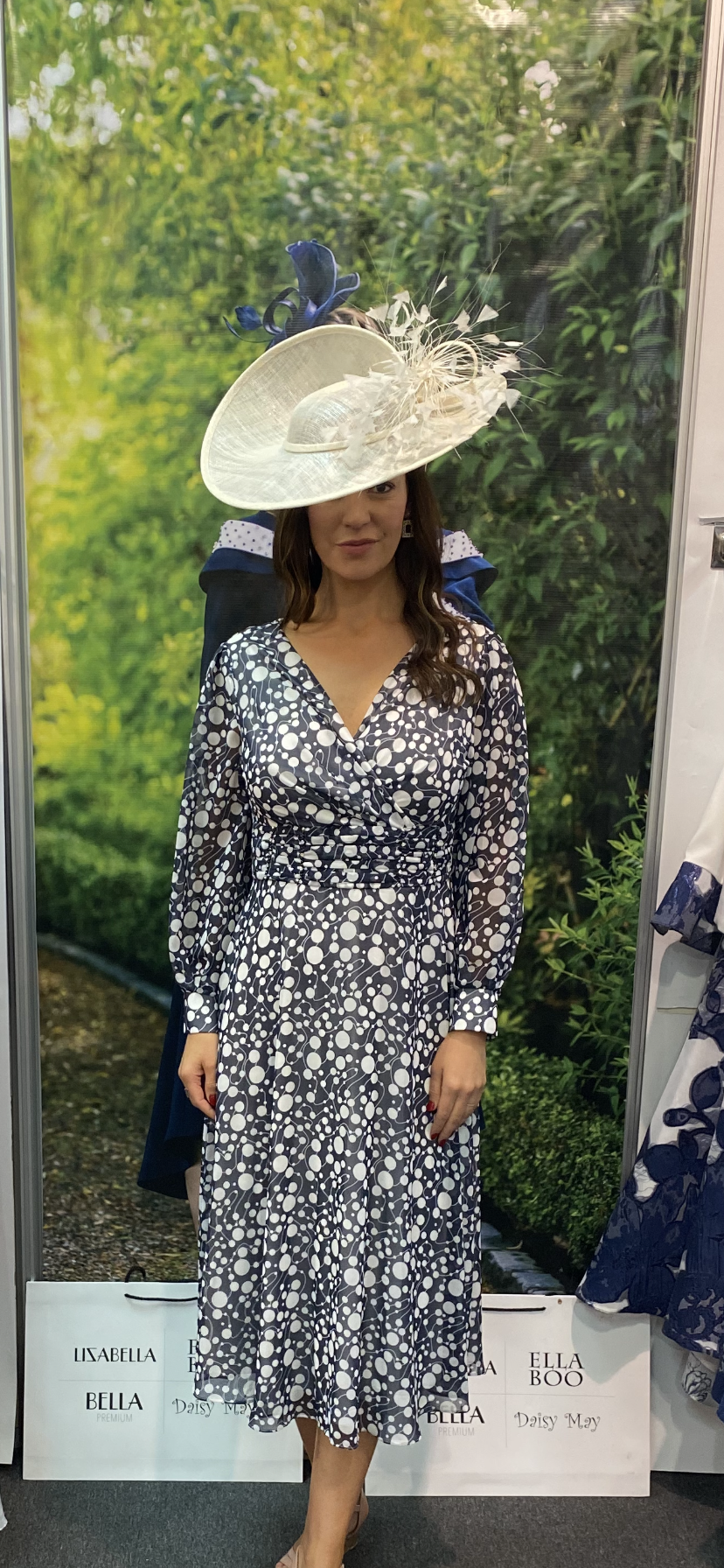Lizabella 23SS 2649-41 chiffon navy spot