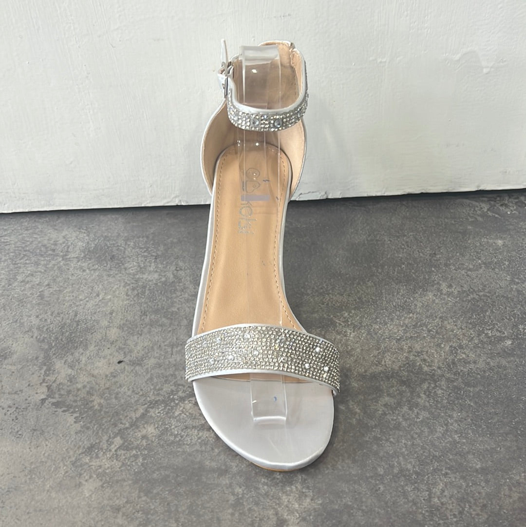 Diamanté ankle strap prom shoe  Gold