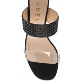 Ravel Black Satin & Diamante Dorea Mule Shoes
