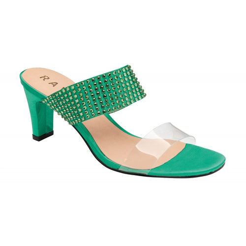 Ravel Green Satin & Diamante Dorea Mule Shoes