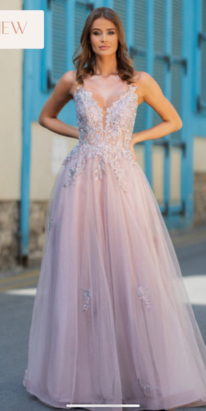 Tulle evening dress 0847 PEARL PINK