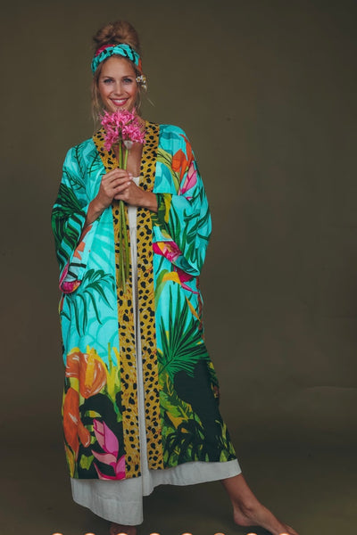 Powder Cheetah Kimono Gown