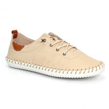 ST IVES LEATHER PLIMSOLE BEIGE