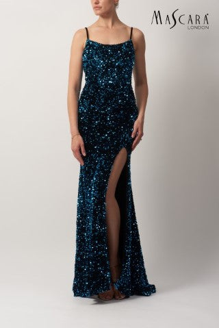 MASCARA MC182505 SEQUN DRESS WITH SPLIT