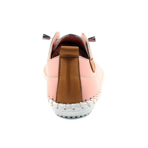 Lunar St Ives pink Leather Plimsols