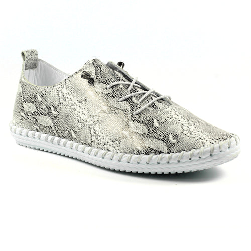Lunar Whitby Snake Leather Plimsoll