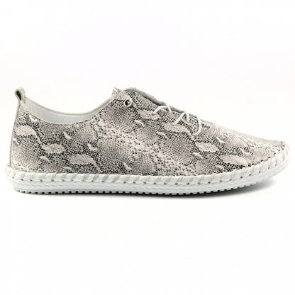 Lunar Whitby Snake Leather Plimsoll