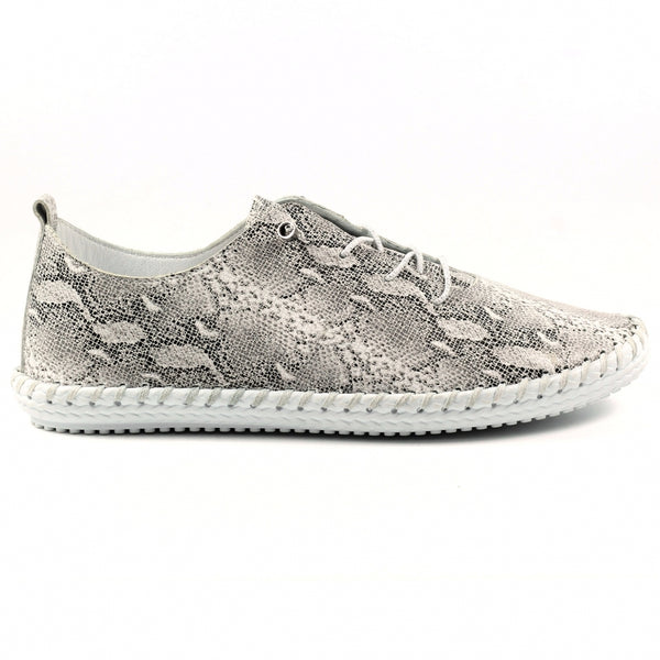 Lunar Whitby Snake Leather Plimsoll